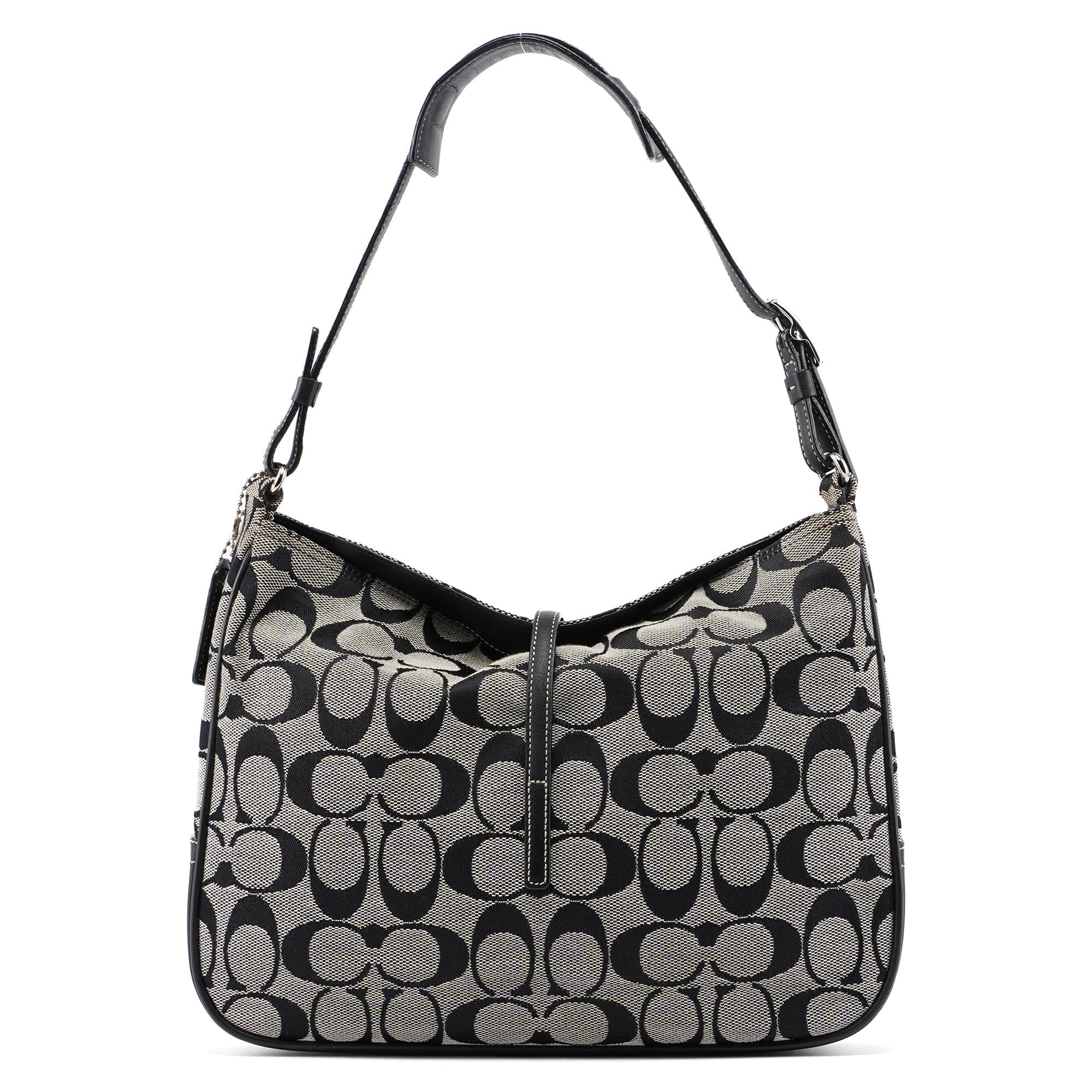 6091 Grey Signature C Hobo Shoulder Bag