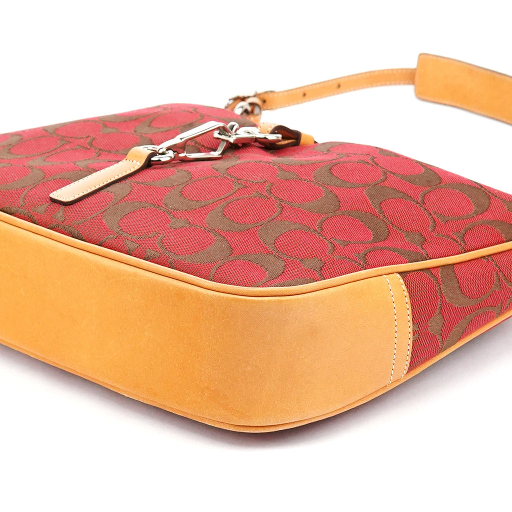 6091 Red Signature Canvas Hobo Bag