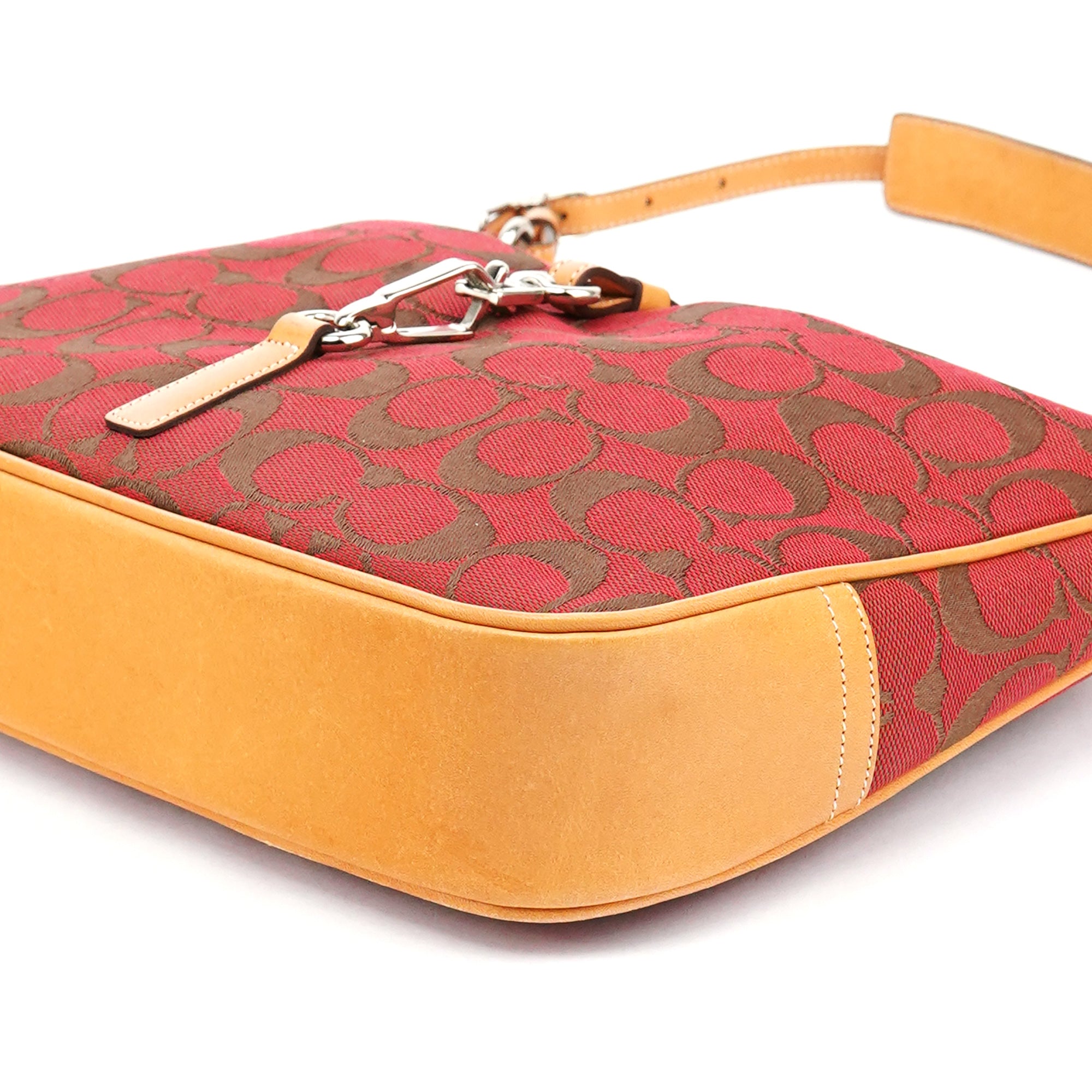 6091 Red Signature Canvas Hobo Bag