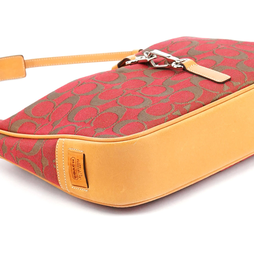 6091 Red Signature Canvas Hobo Bag
