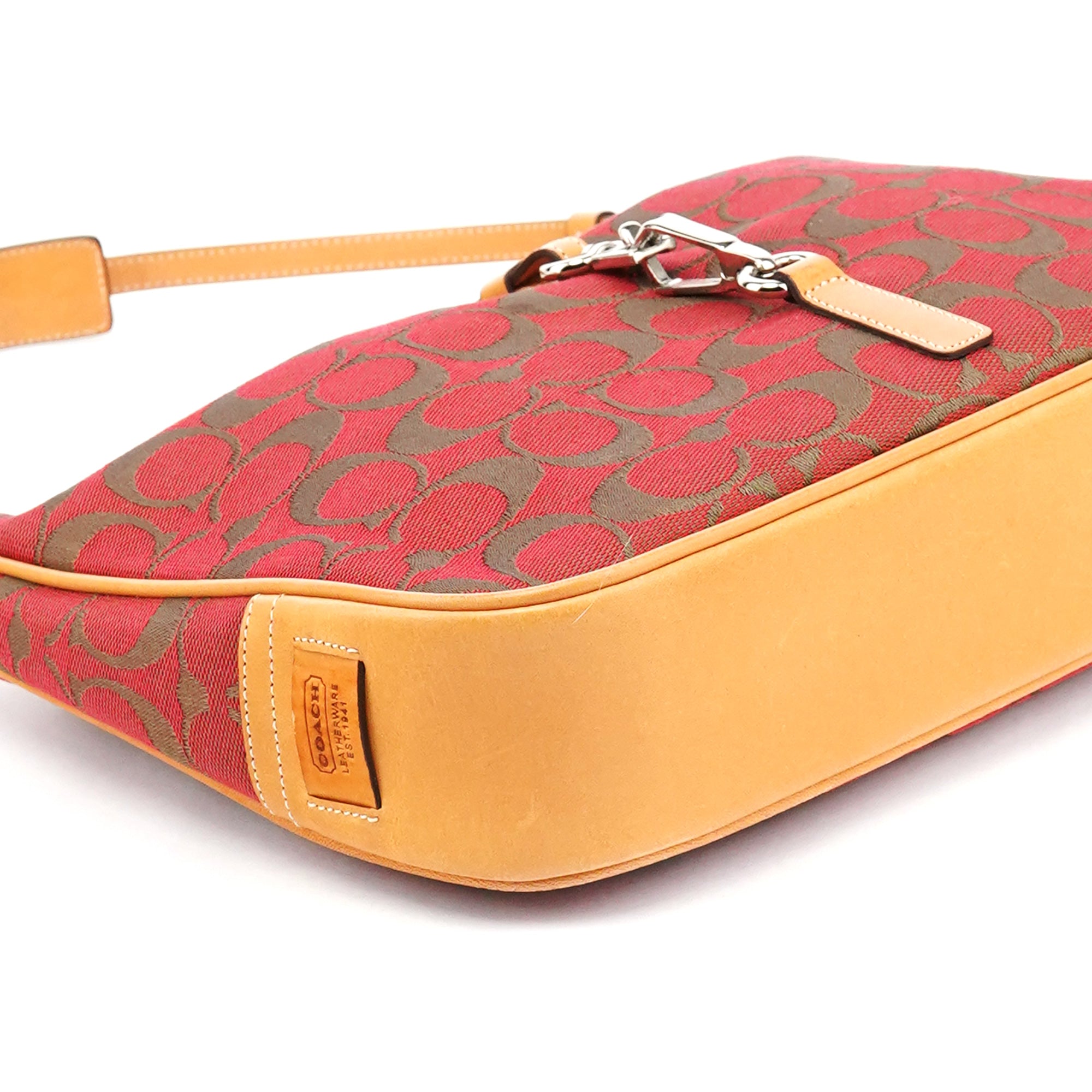 6091 Red Signature Canvas Hobo Bag