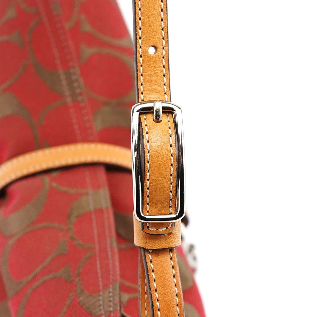 6091 Red Signature Canvas Hobo Bag