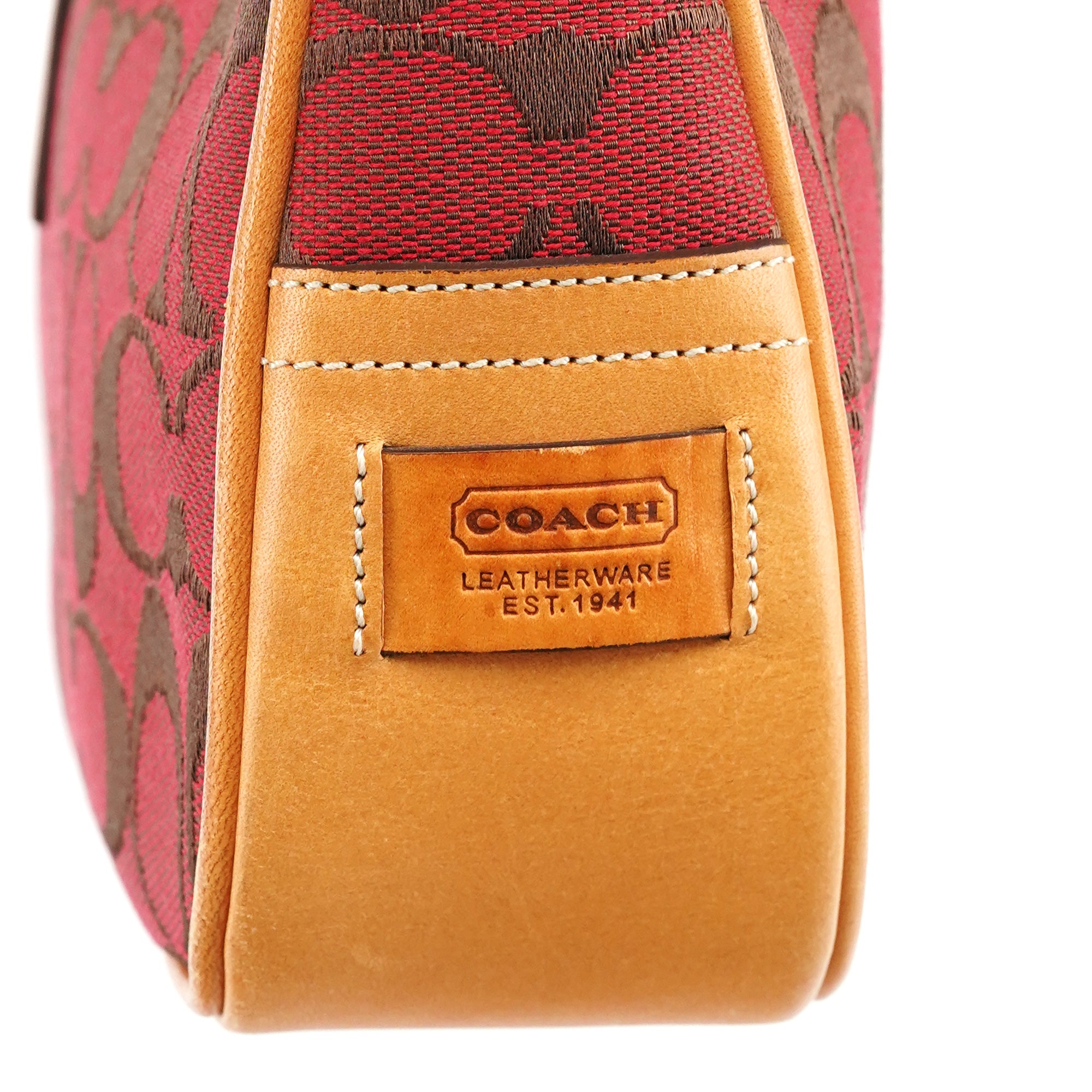 6091 Red Signature Canvas Hobo Bag