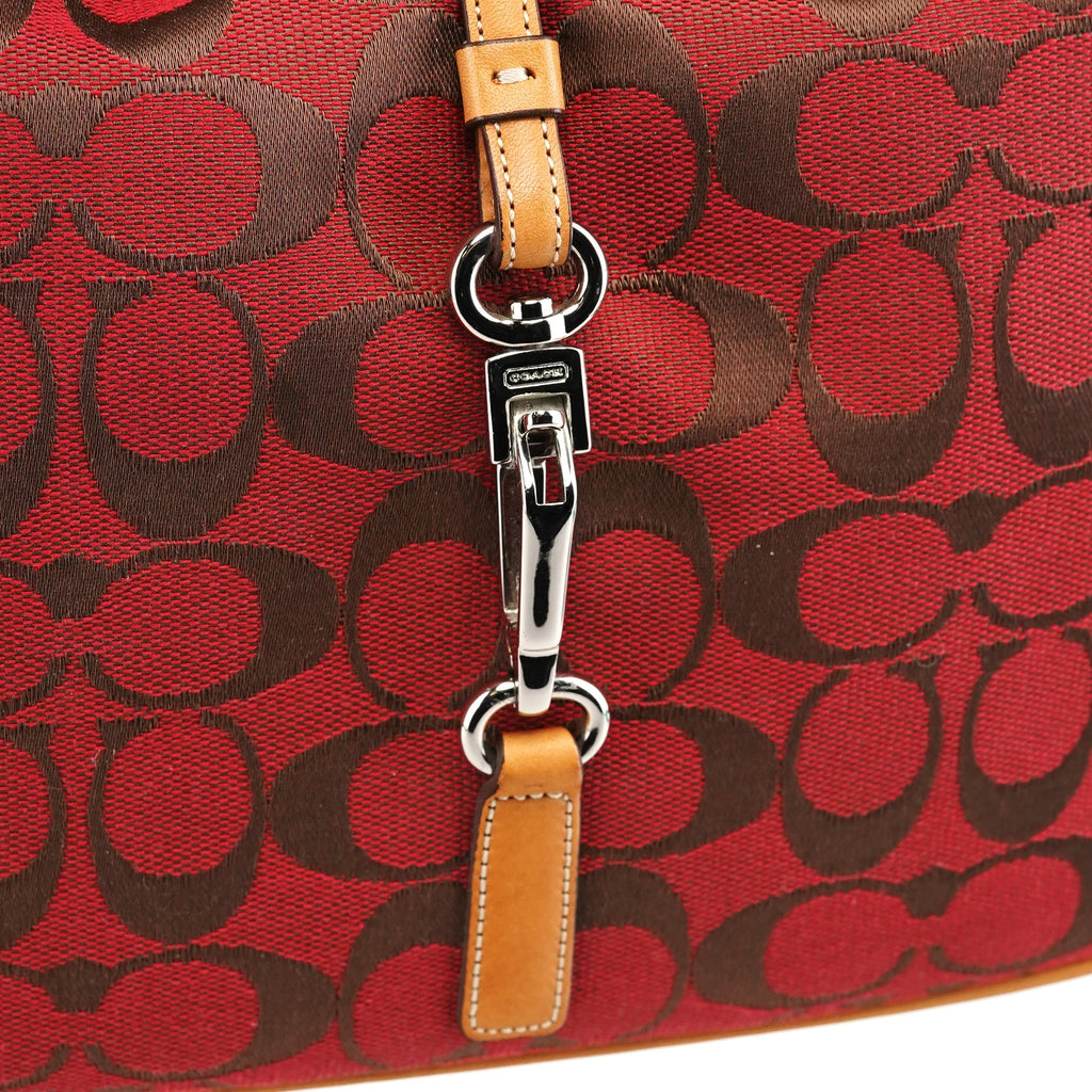 6091 Red Signature Canvas Hobo Bag
