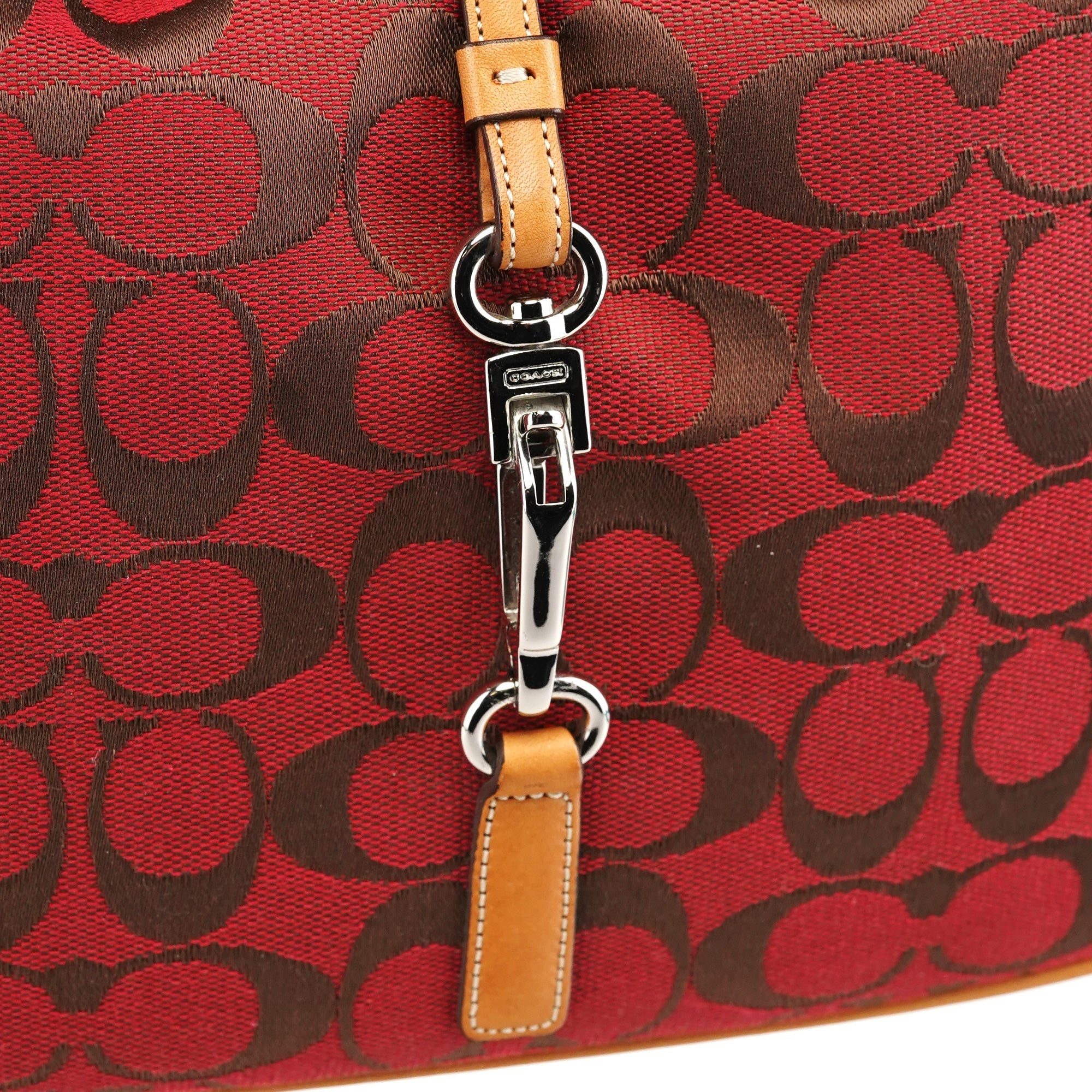 6091 Red Signature Canvas Hobo Bag