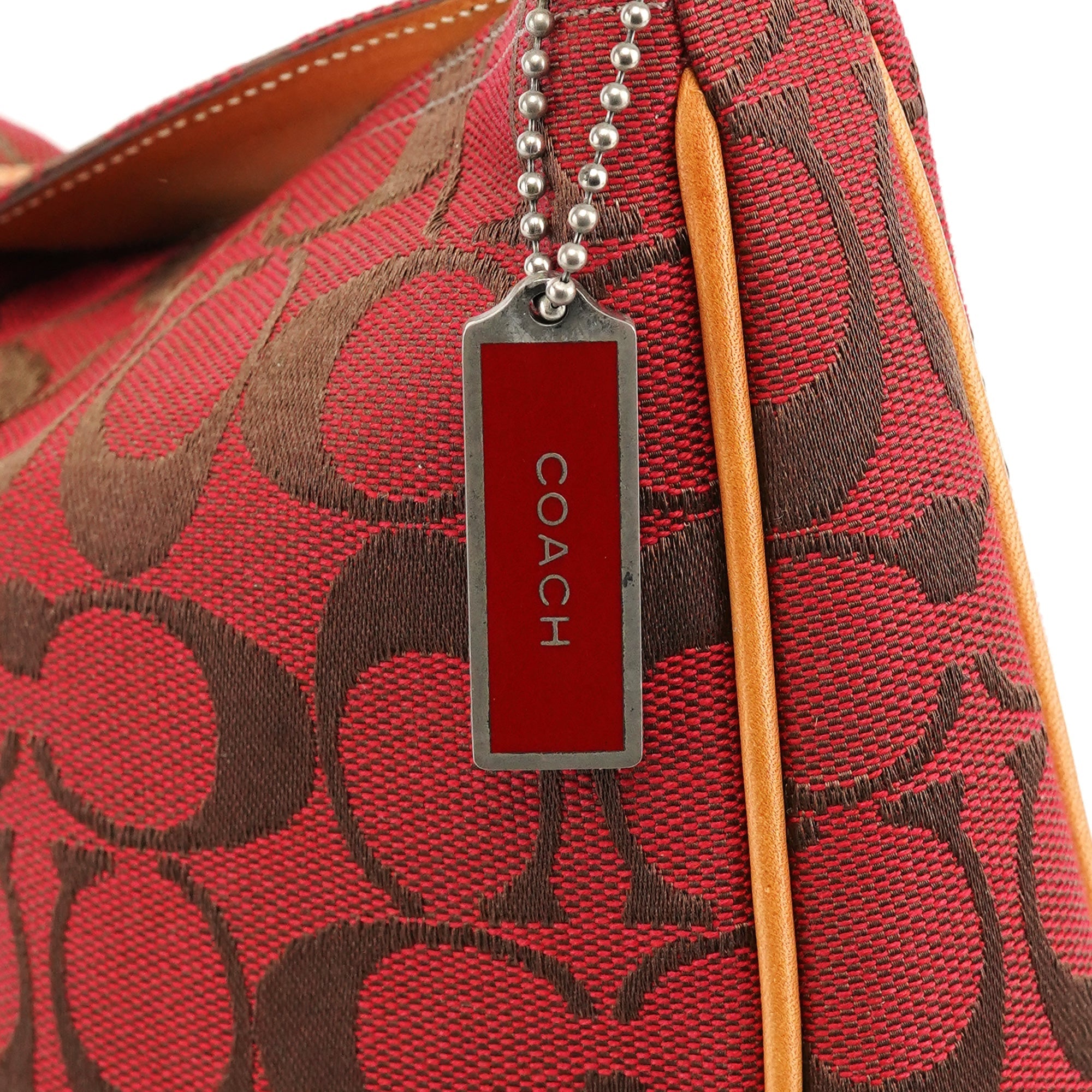 6091 Red Signature Canvas Hobo Bag