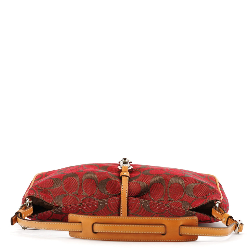 6091 Red Signature Canvas Hobo Bag