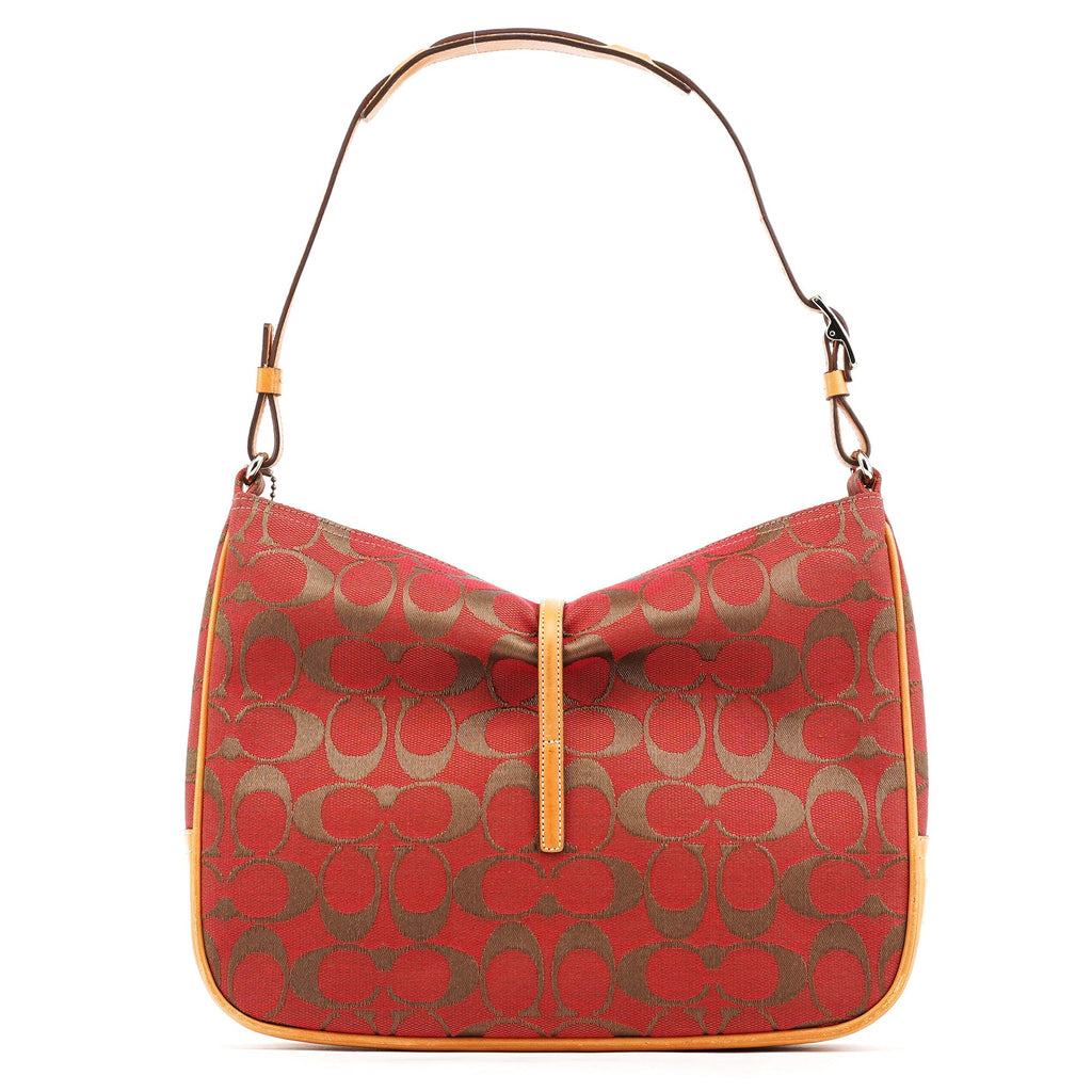 6091 Red Signature Canvas Hobo Bag