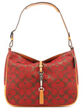 6091 Red Signature Canvas Hobo Bag