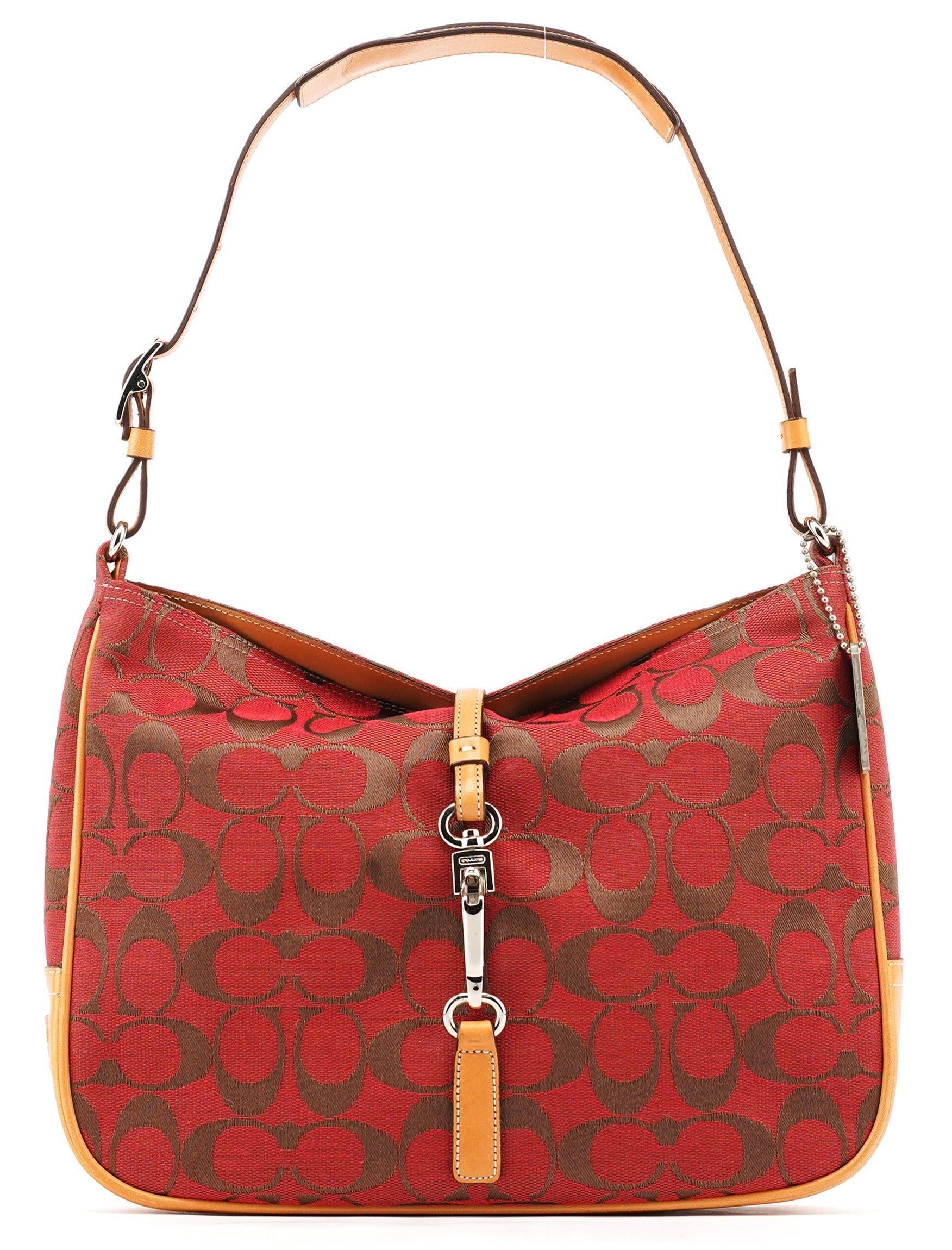 6091 Red Signature Canvas Hobo Bag