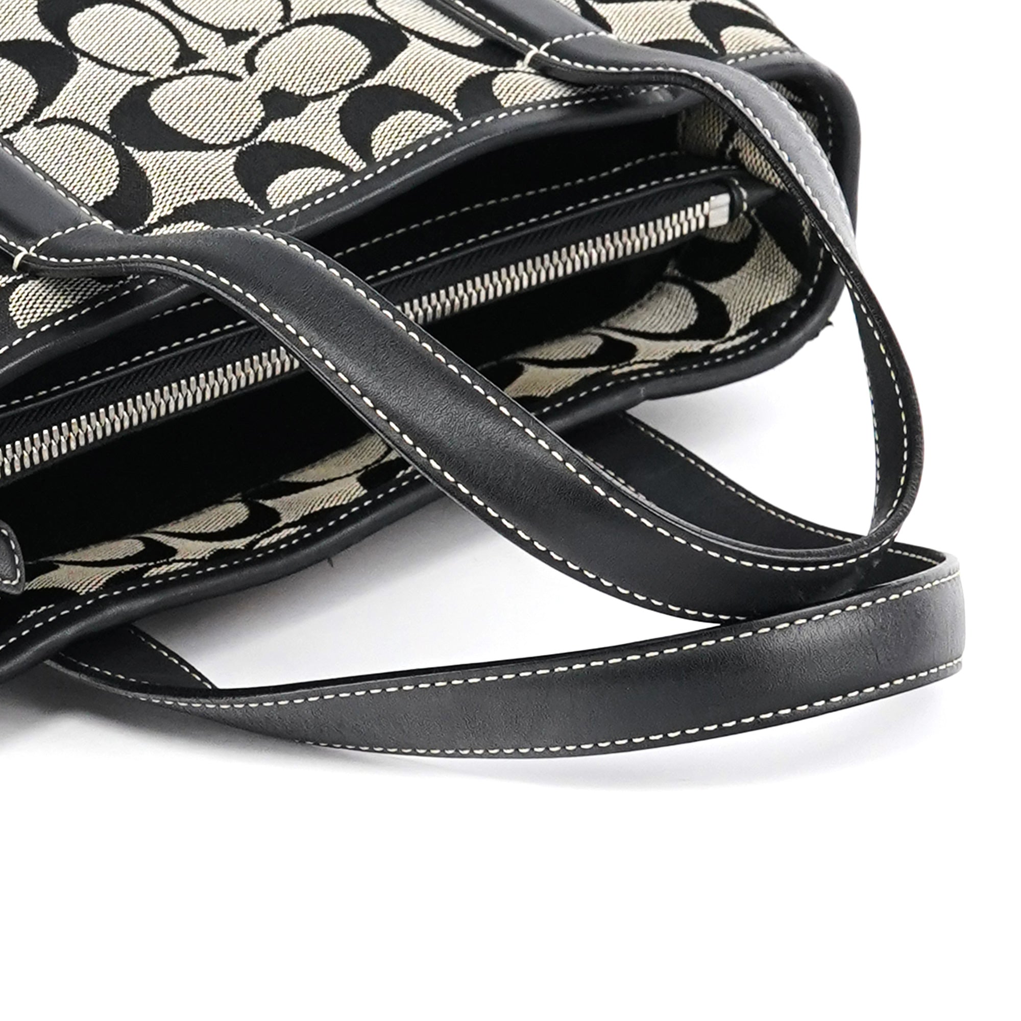 6092 Grey Black Signature Tote Bag