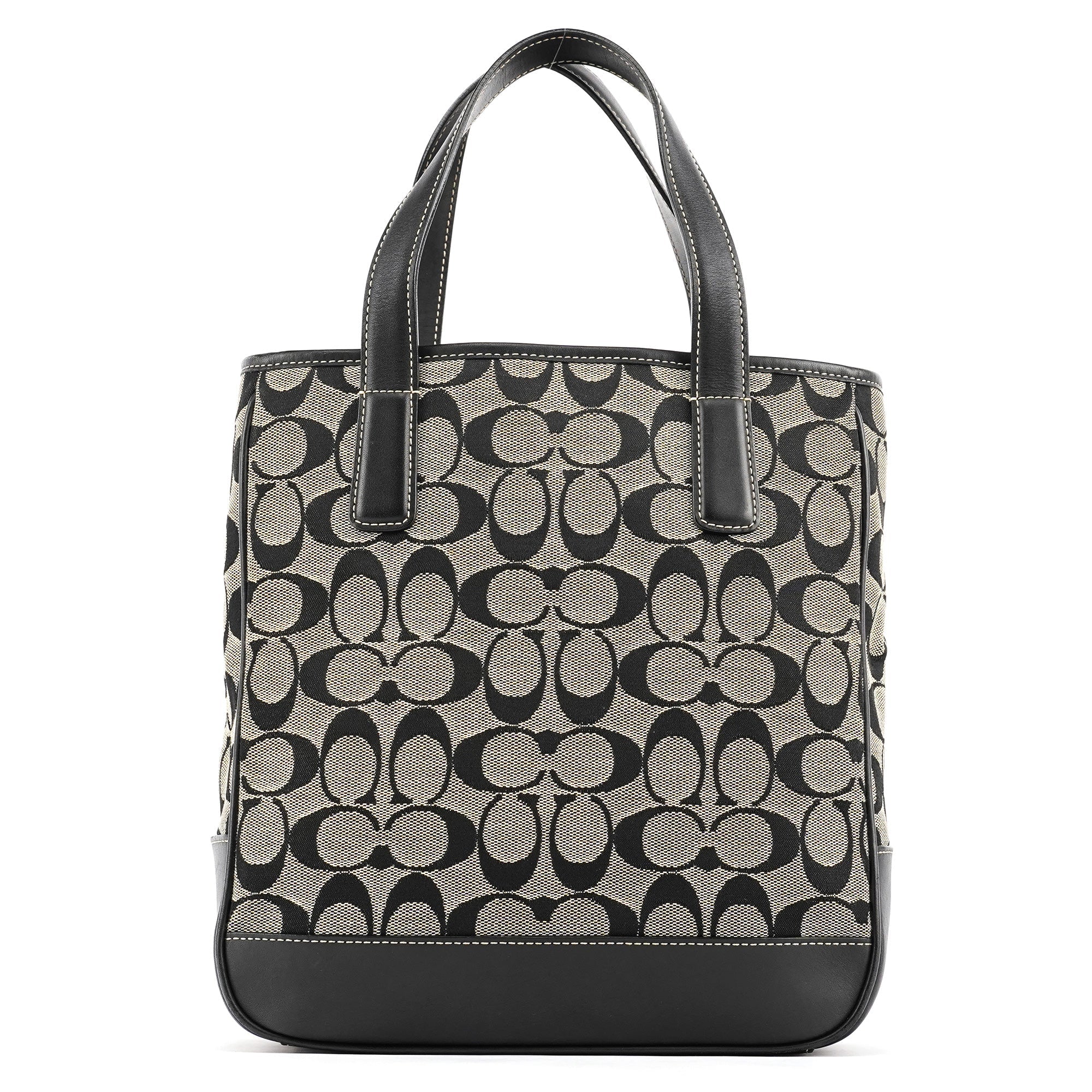 6092 Grey Black Signature Tote Bag