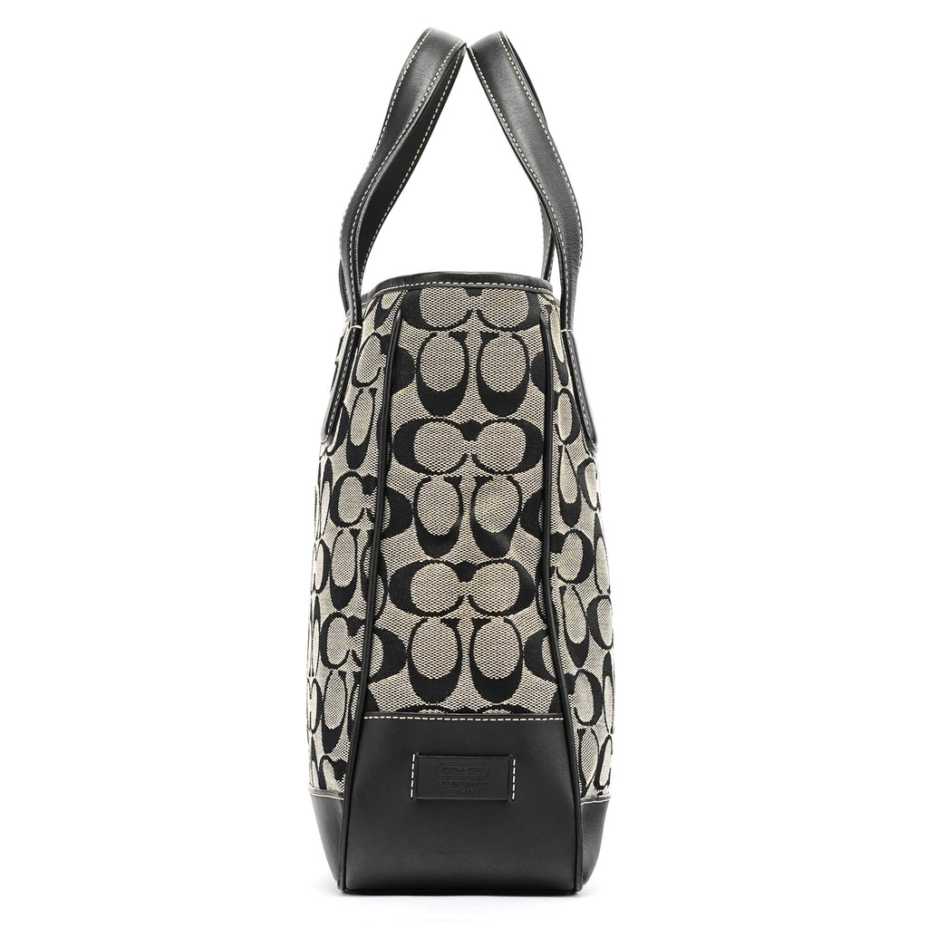 6092 Grey Black Signature Tote Bag