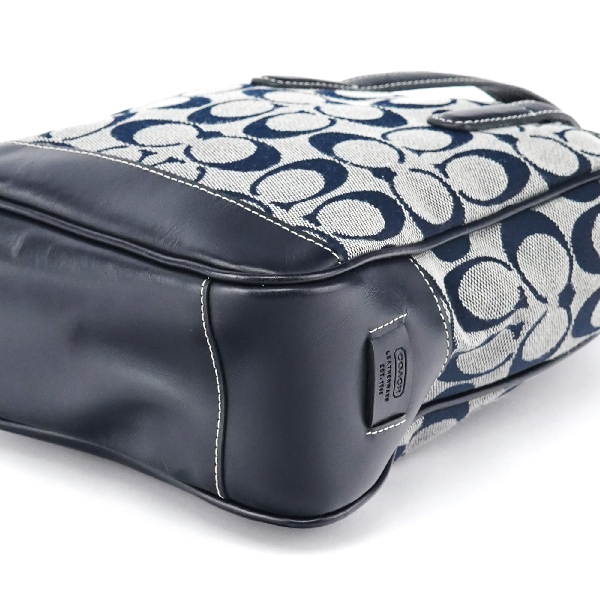 6092 Grey Navy Signature Tote Bag