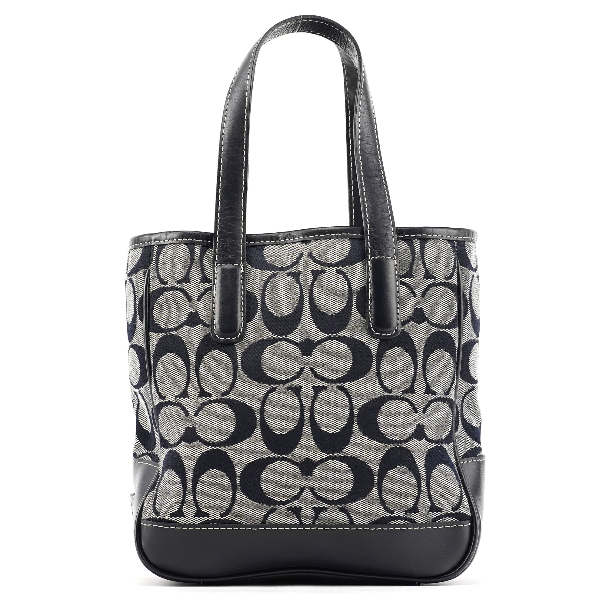 6092 Grey Navy Signature Tote Bag