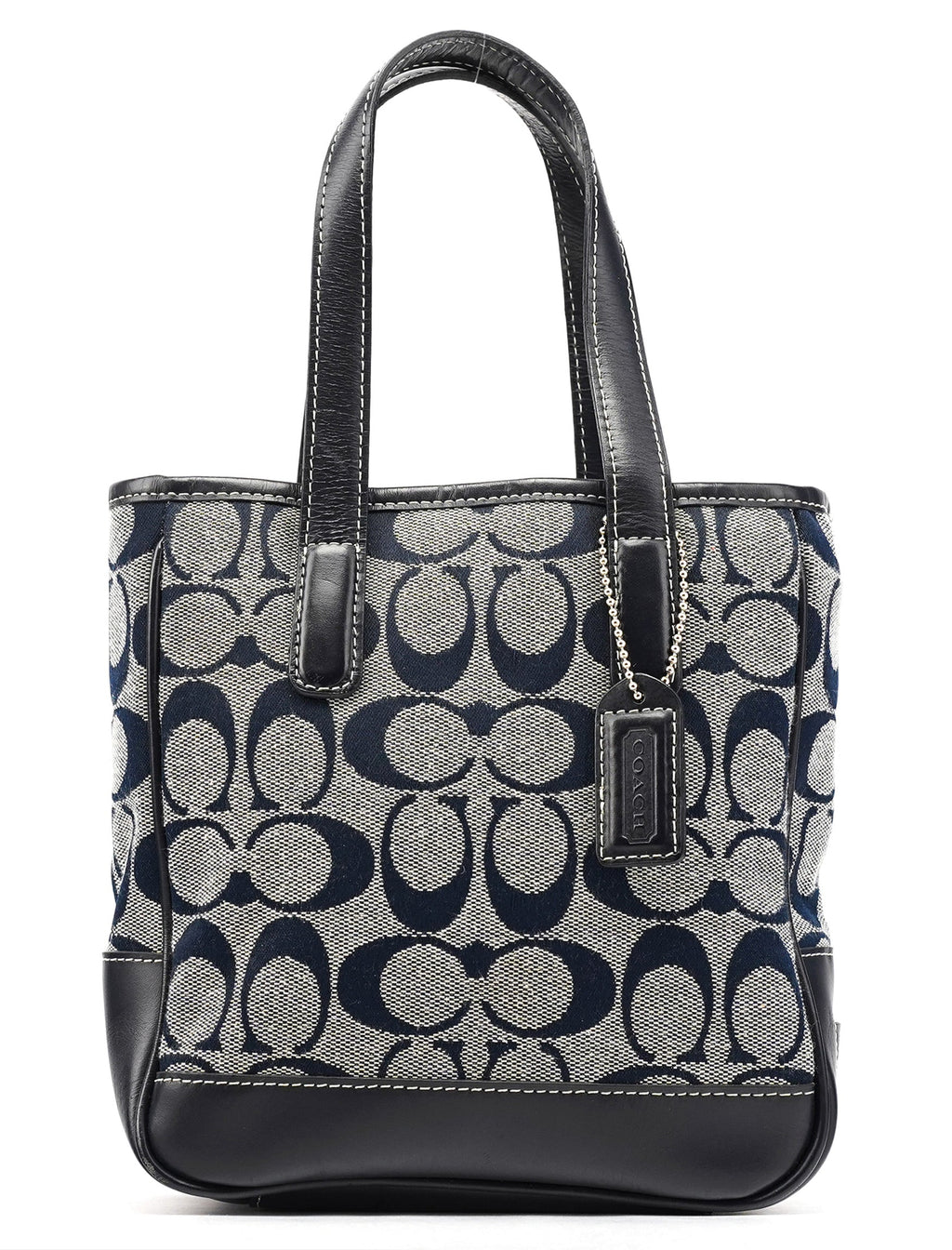 6092 Grey Navy Signature Tote Bag