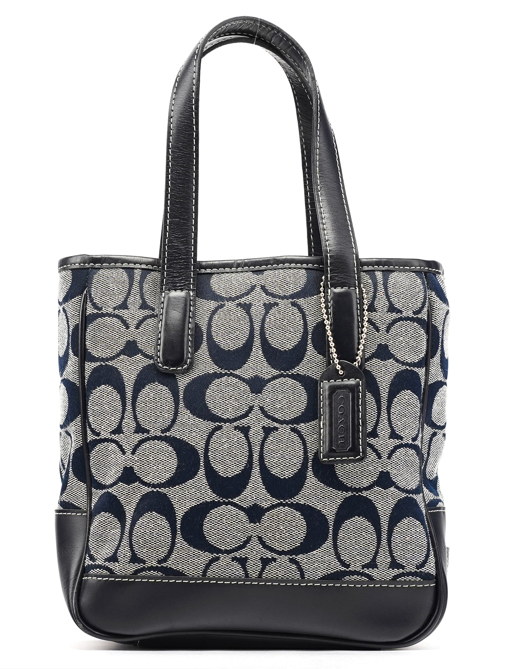 6092 Grey Navy Signature Tote Bag