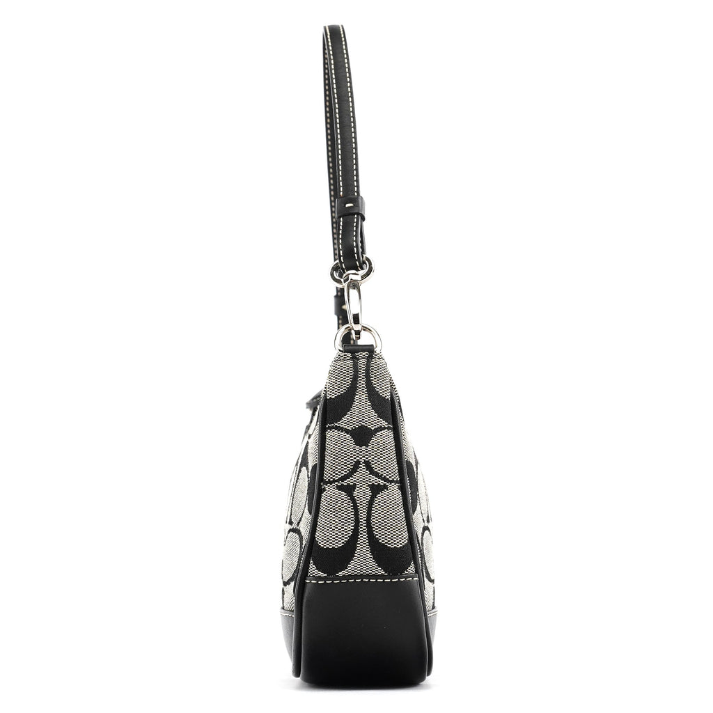 6094 Grey Black Signature Demi Shoulder Bag