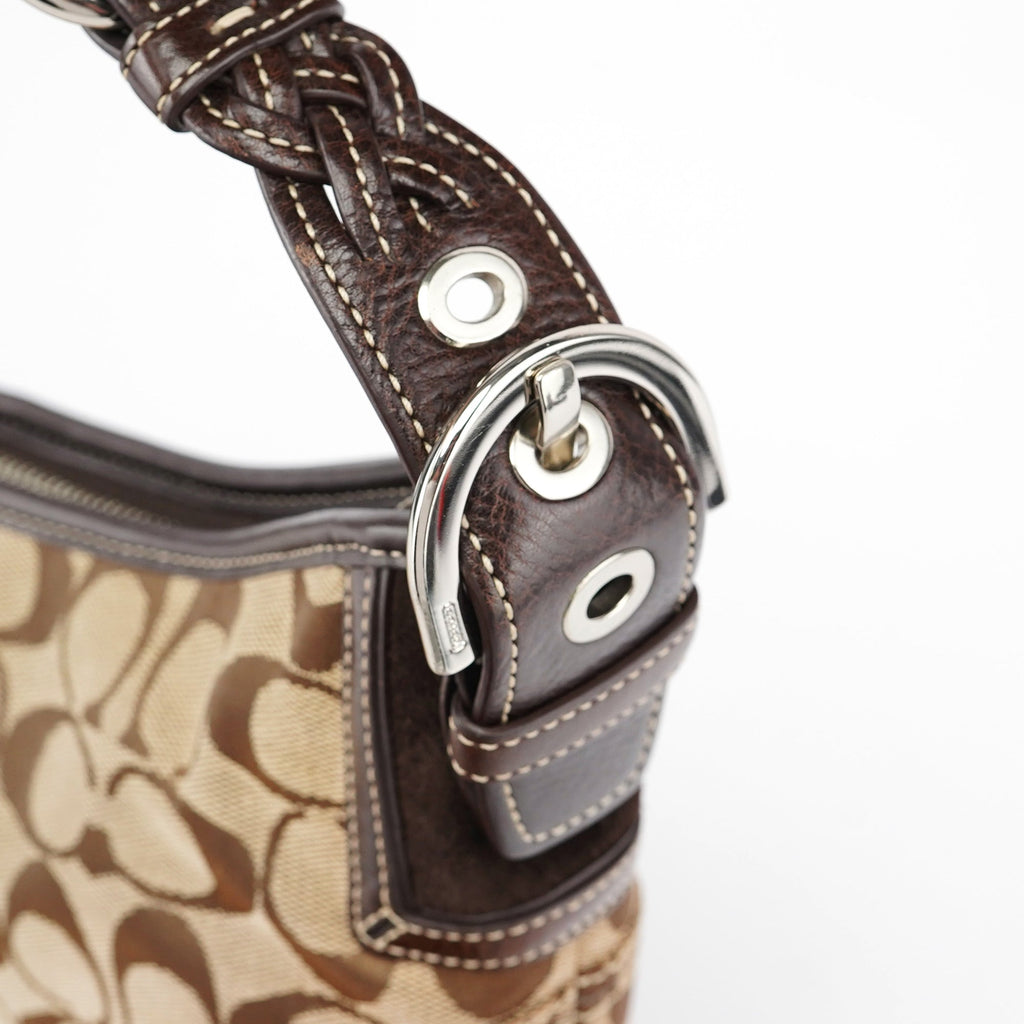 6266 Beige Brown Hobo Shoulder Bag