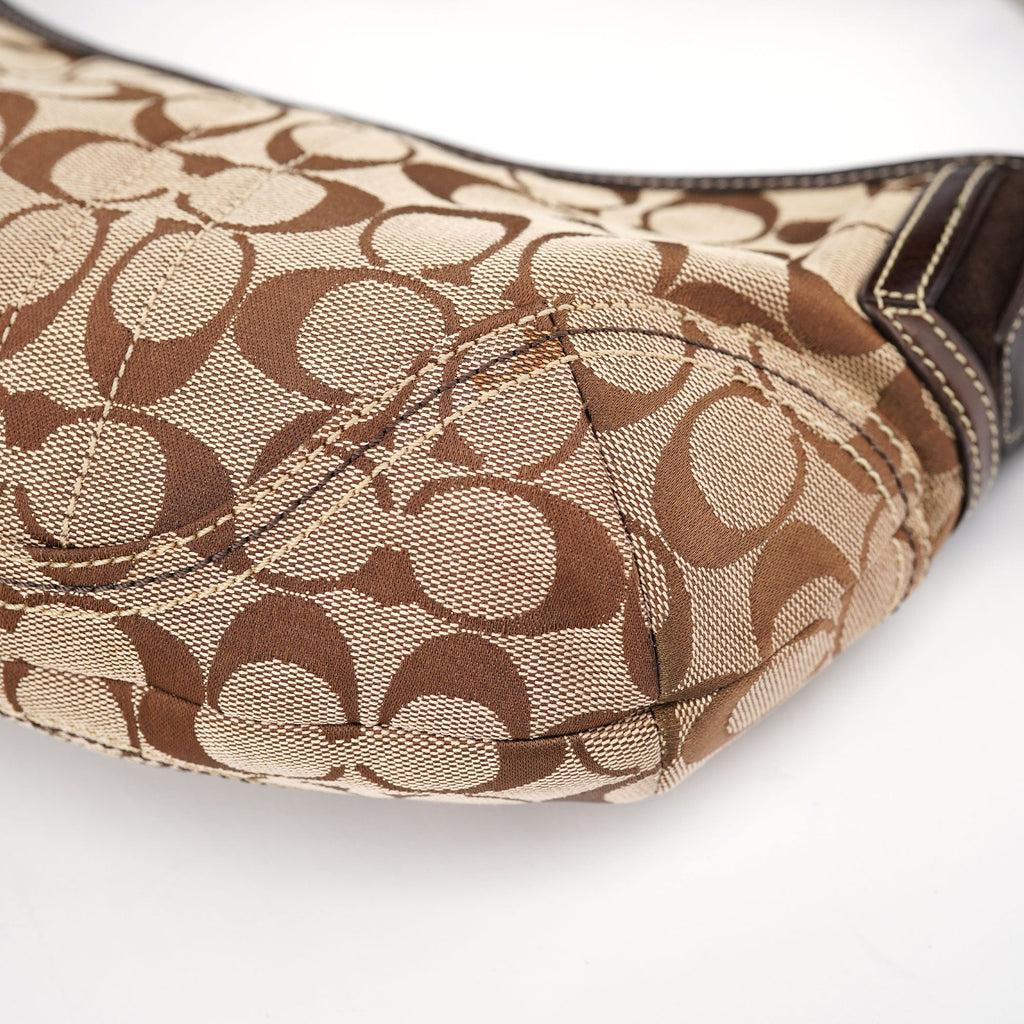 6266 Beige Brown Signature C Hobo Bag