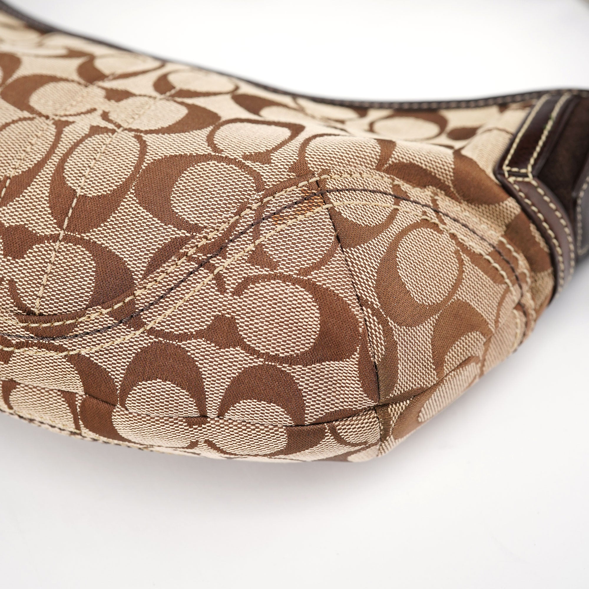 6266 Beige Brown Signature C Hobo Bag