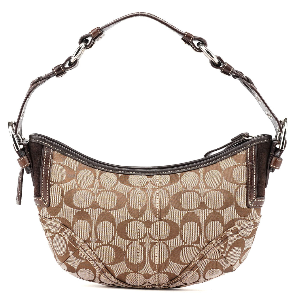 6266 Beige Brown Signature C Hobo Bag