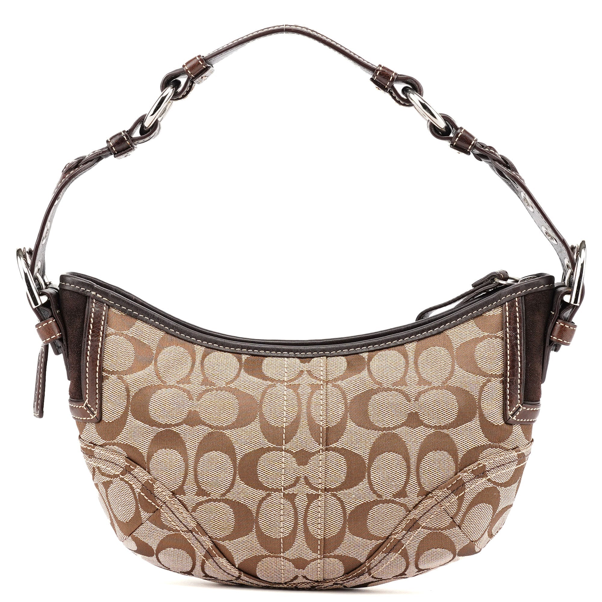 6266 Beige Brown Signature C Hobo Bag