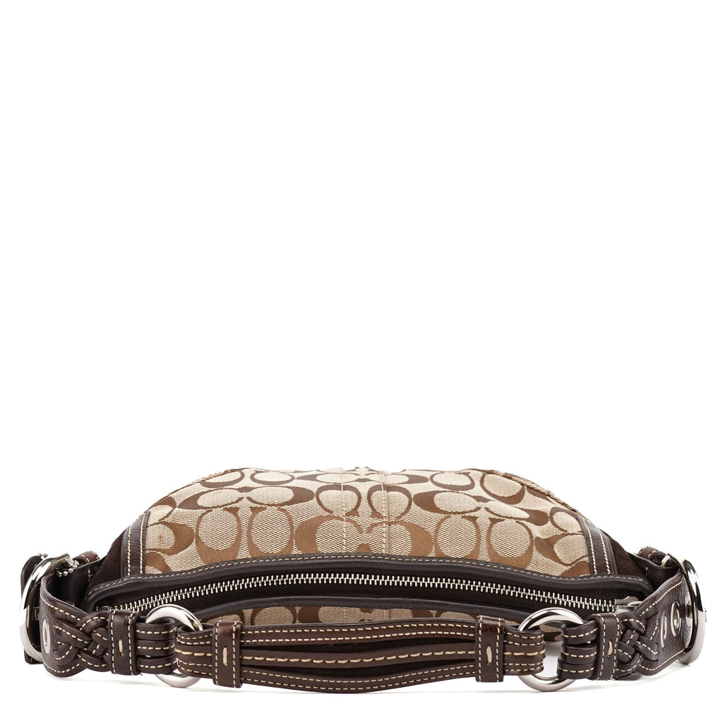 6266 Beige Brown Signature C Hobo Bag
