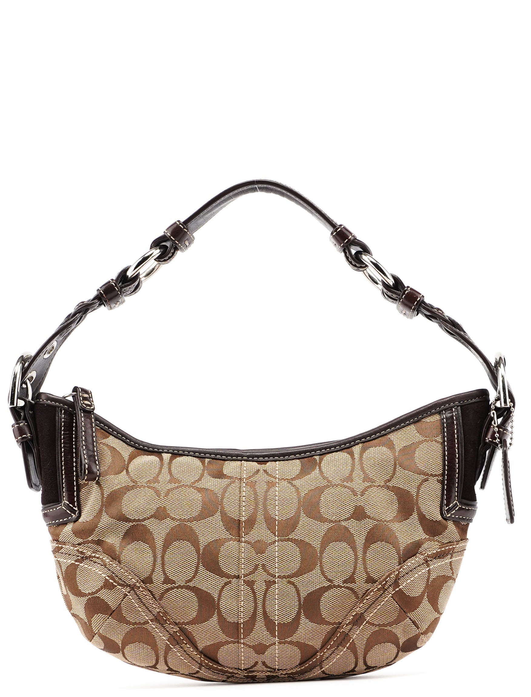 6266 Beige Brown Signature C Hobo Shoulder Bag