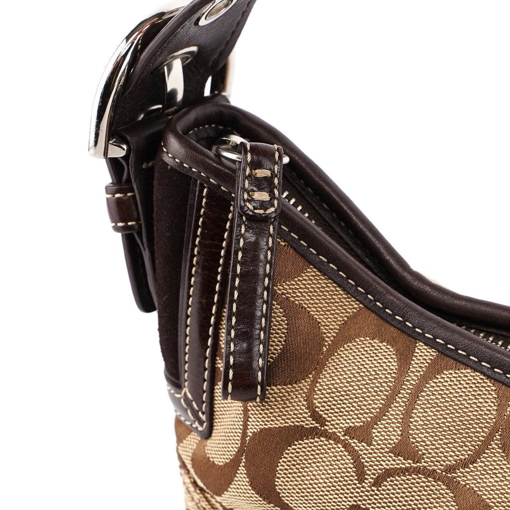 6266 Beige Brown Signature C Hobo Shoulder Bag