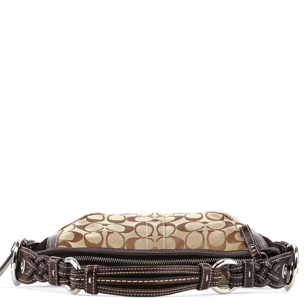 6266 Beige Brown Signature C Hobo Shoulder Bag