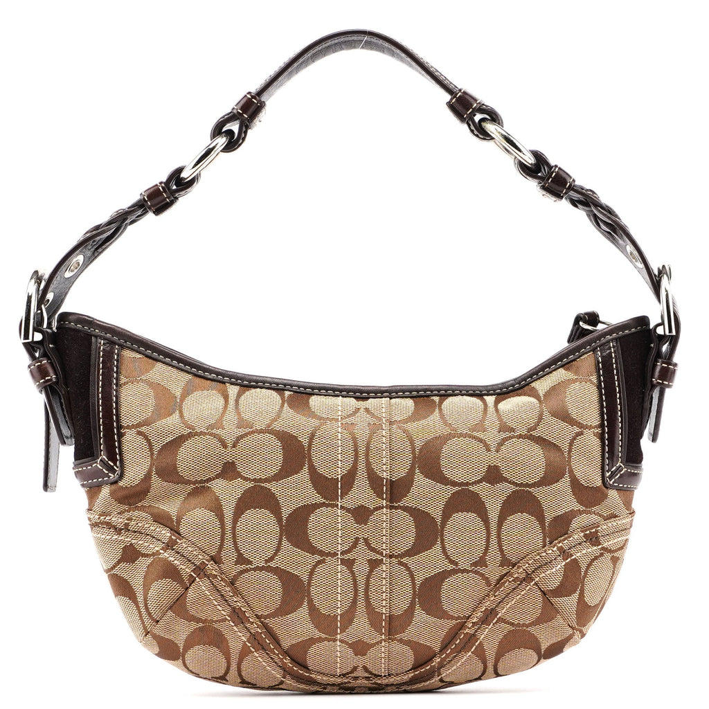 6266 Beige Brown Signature C Hobo Shoulder Bag