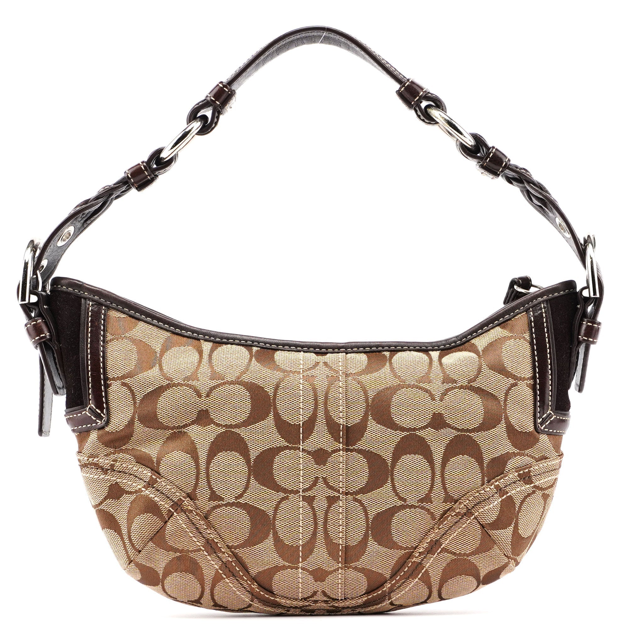 6266 Beige Brown Signature C Hobo Shoulder Bag