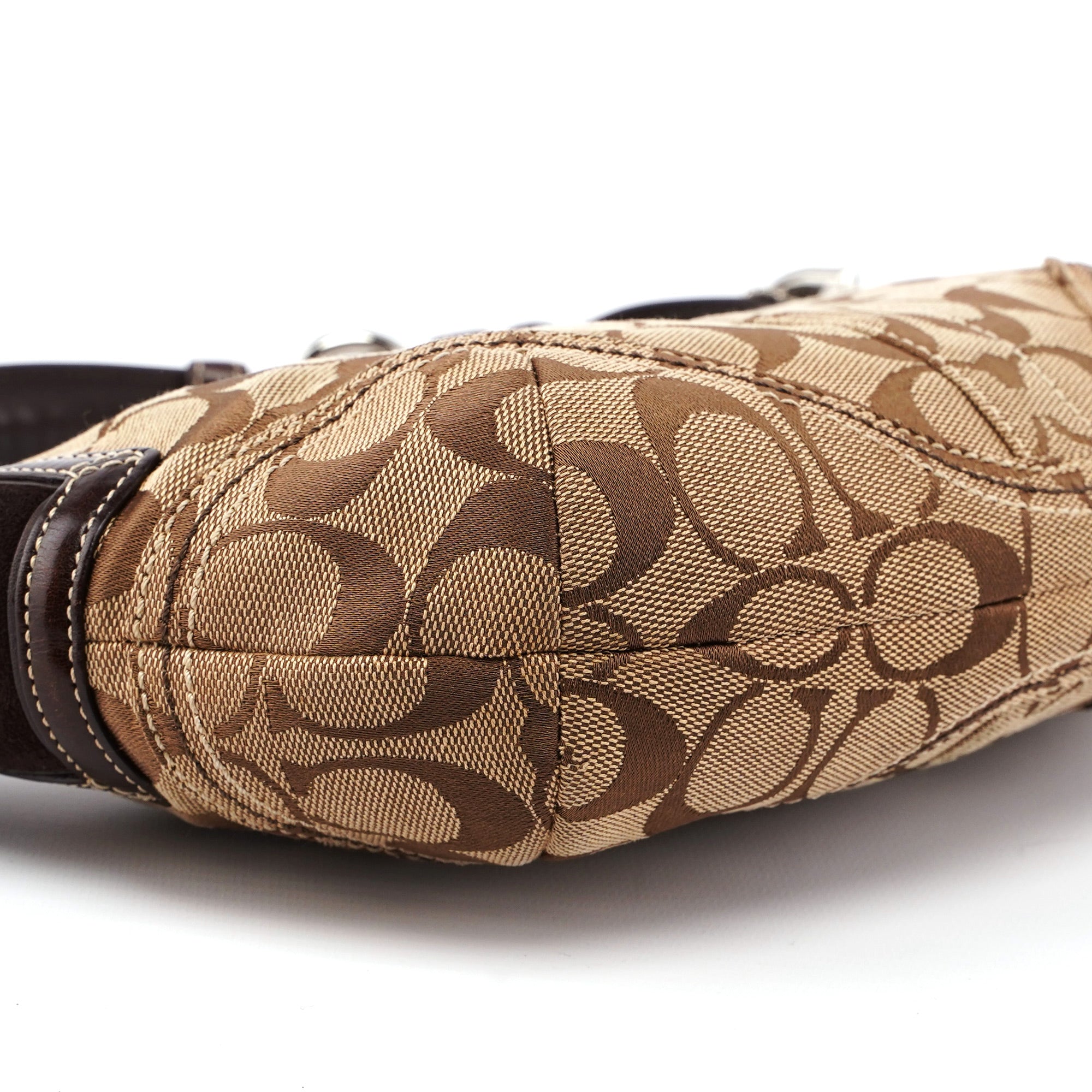 6266 Beige Brown Signature C Hobo Shoulder Bag