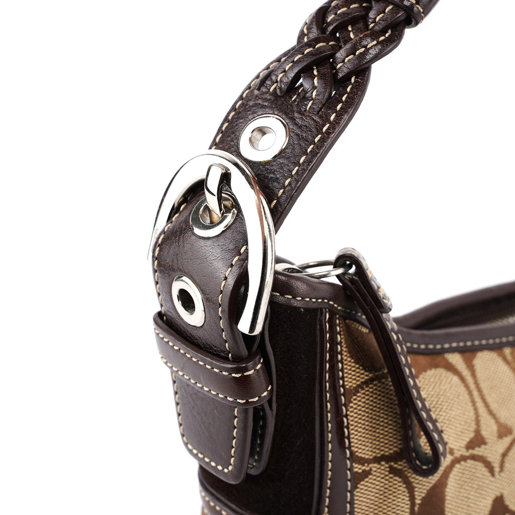 6266 Beige Brown Signature C Hobo Shoulder Bag