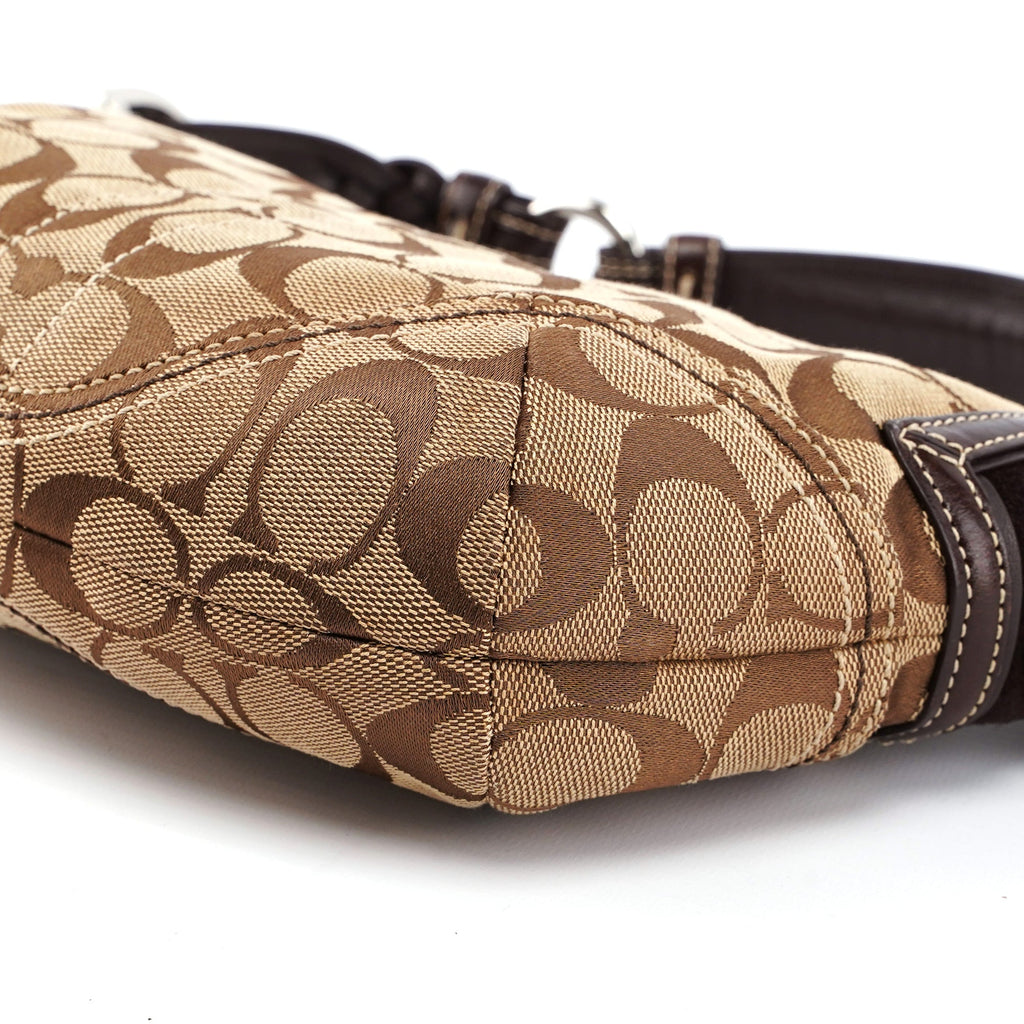 6266 Beige Brown Signature C Hobo Shoulder Bag
