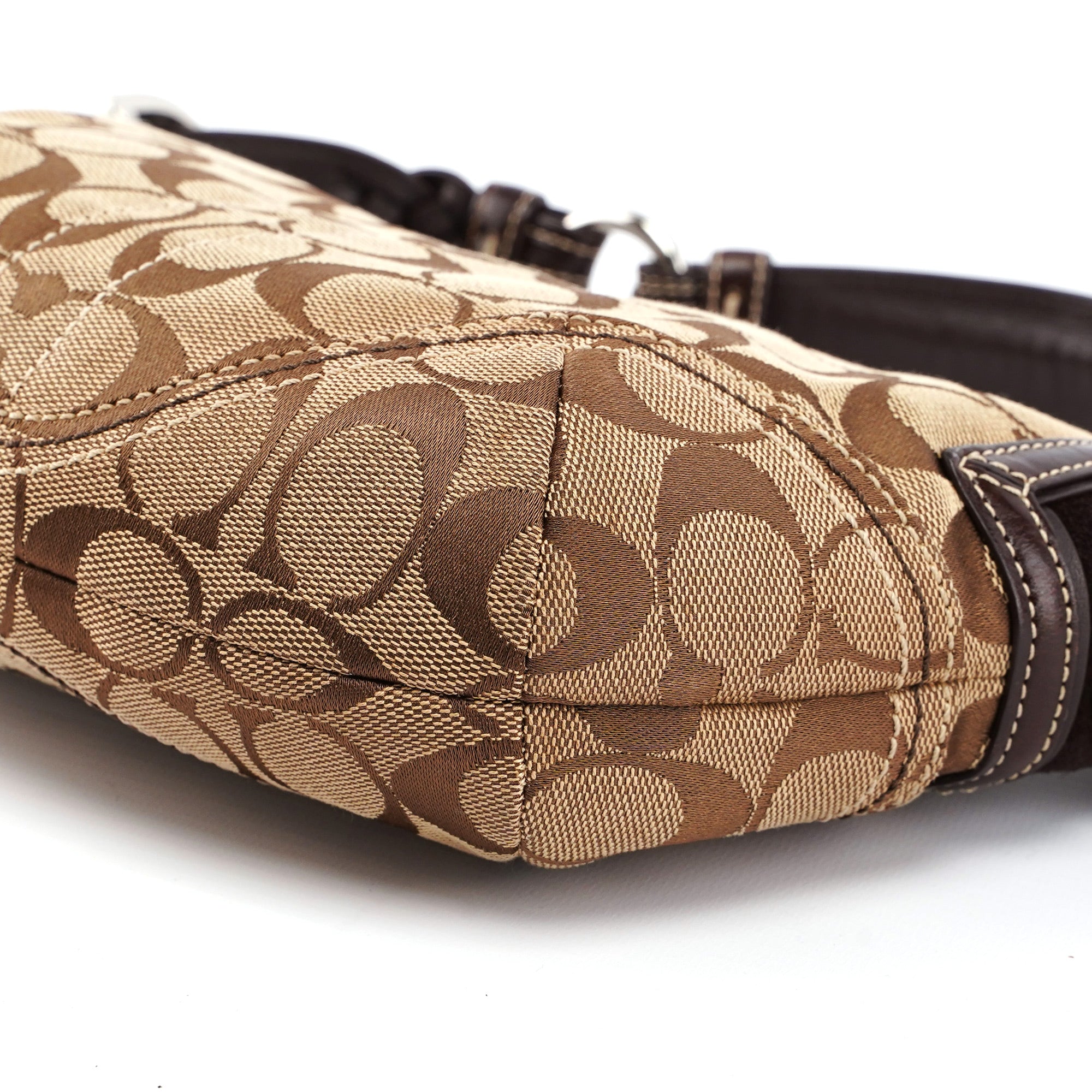 6266 Beige Brown Signature C Hobo Shoulder Bag