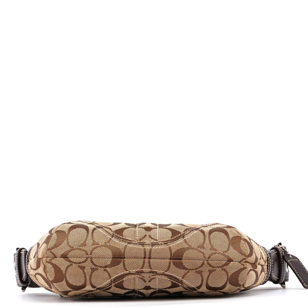 6266 Beige Brown Signature C Hobo Shoulder Bag