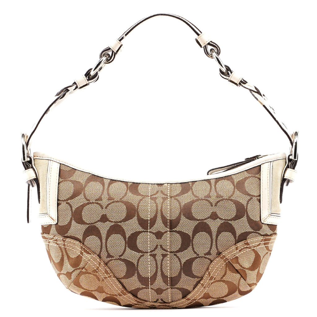 6267 Beige White Signature C Hobo Shoulder Bag