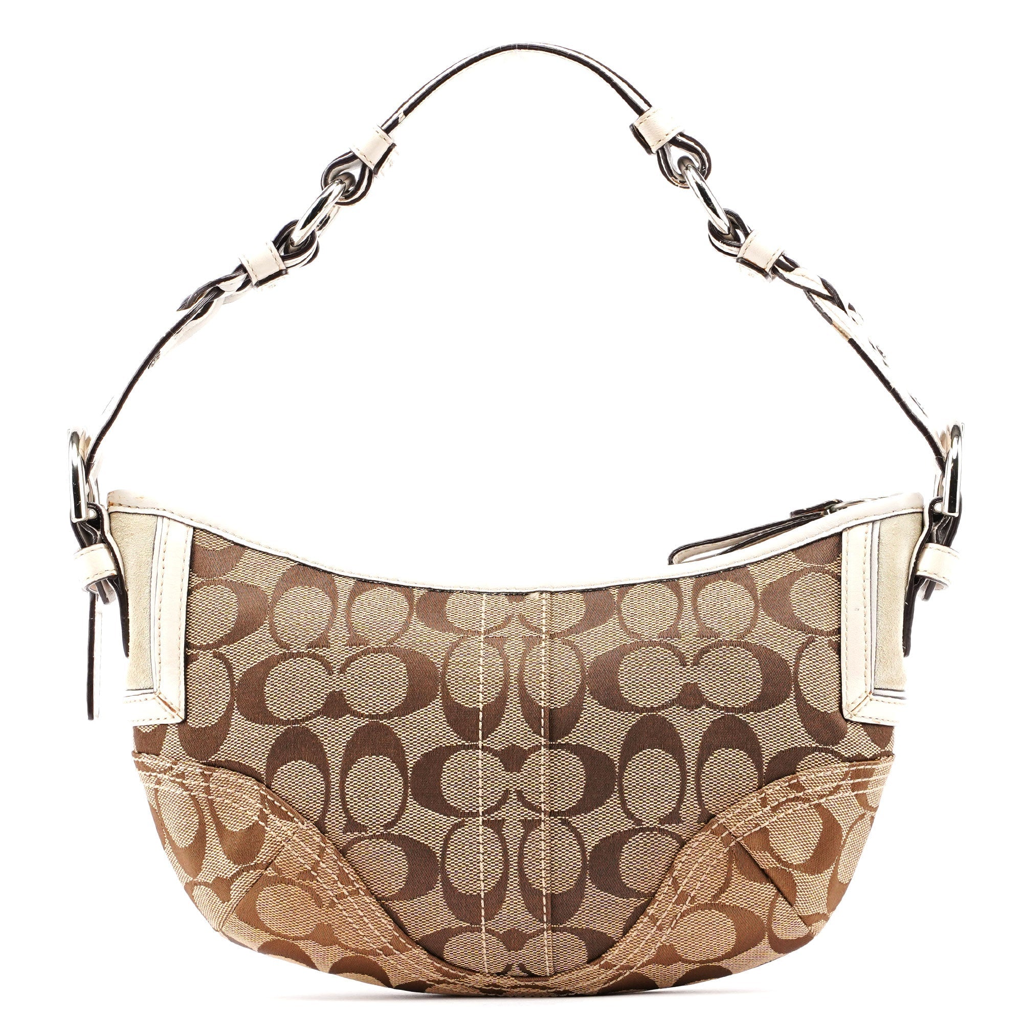 6267 Beige White Signature C Hobo Shoulder Bag