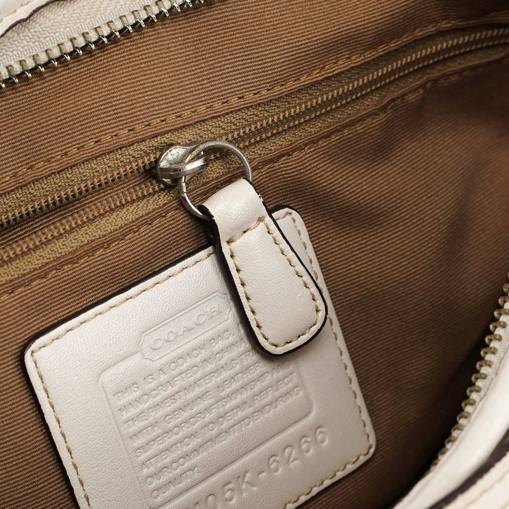 6267 Beige White Signature C Hobo Shoulder Bag