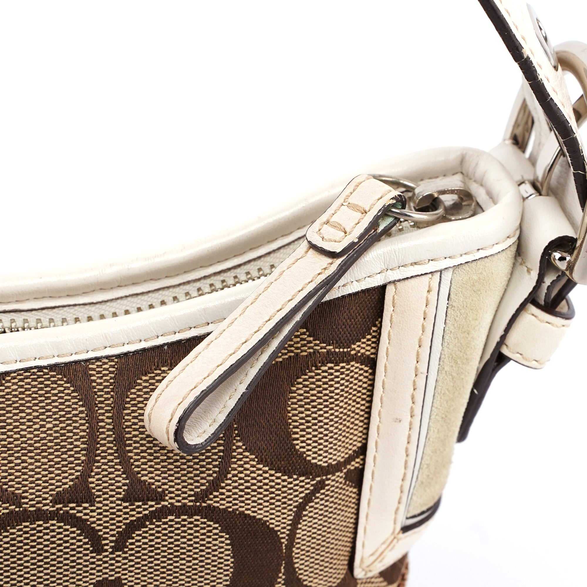 6267 Beige White Signature C Hobo Shoulder Bag