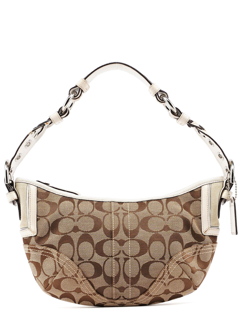 6267 Beige White Signature C Hobo Shoulder Bag