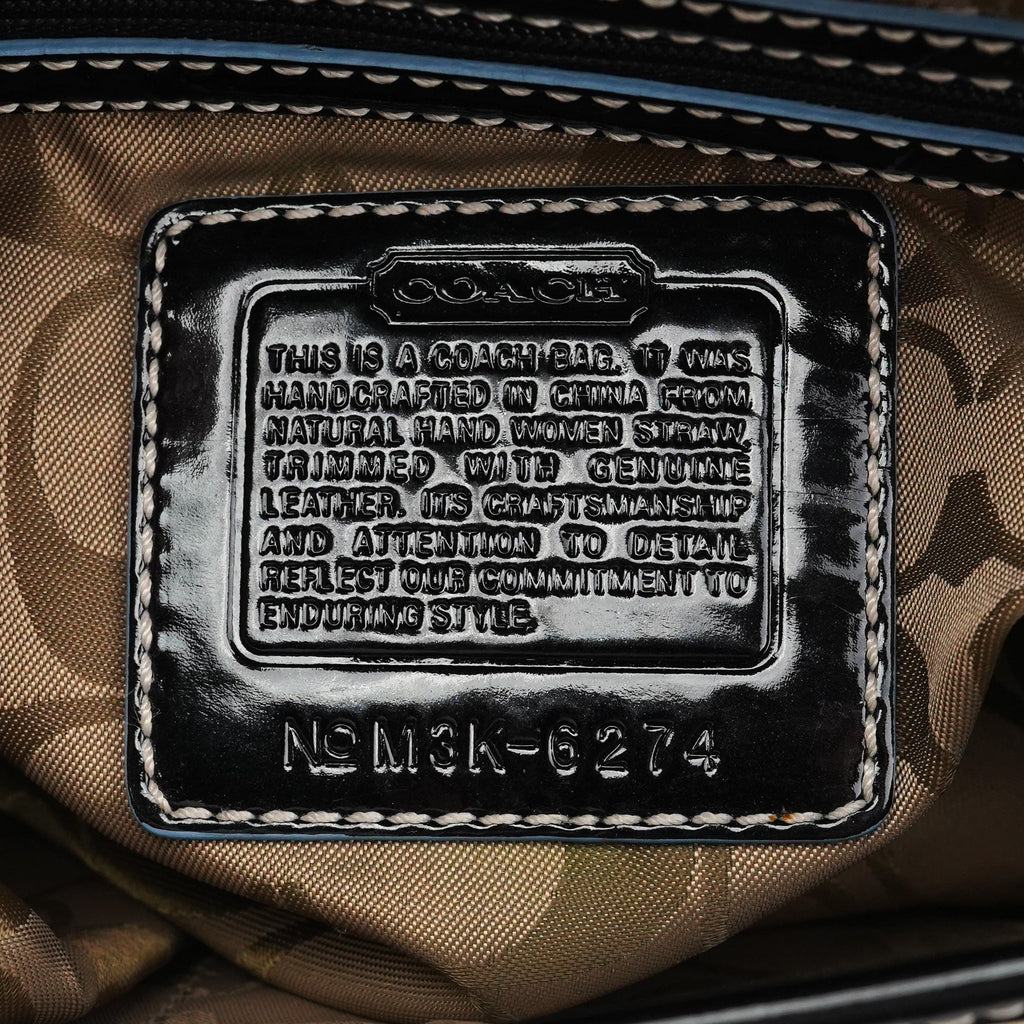 6274 Beige Black Woven Soho Top Handle Bag