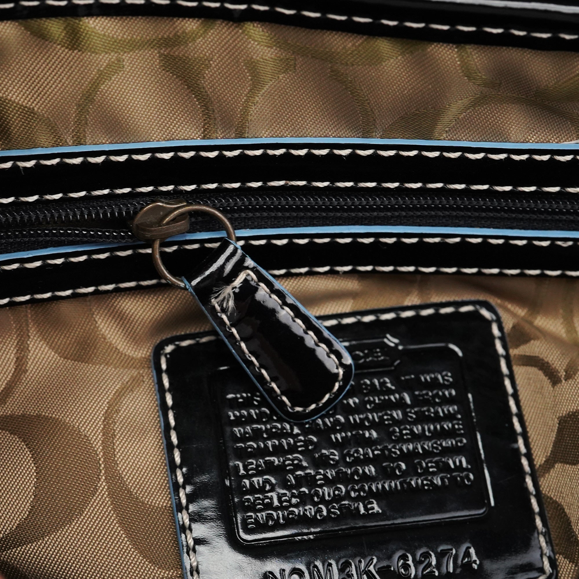 6274 Beige Black Woven Soho Top Handle Bag