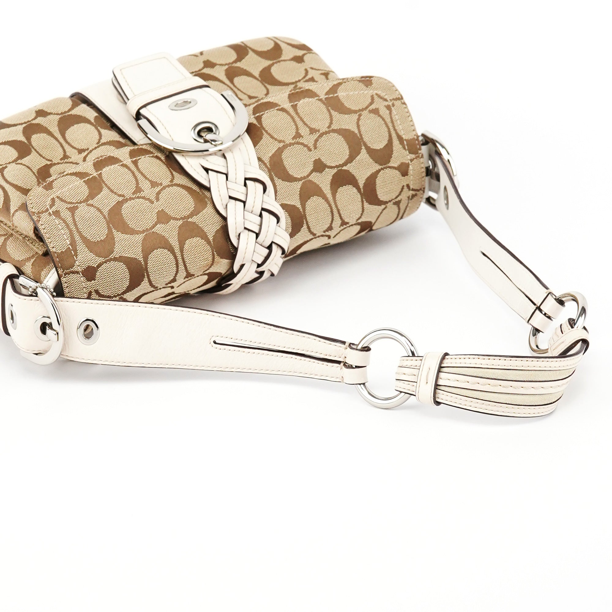 6314 Beige White Signature Soho Shoulder Bag