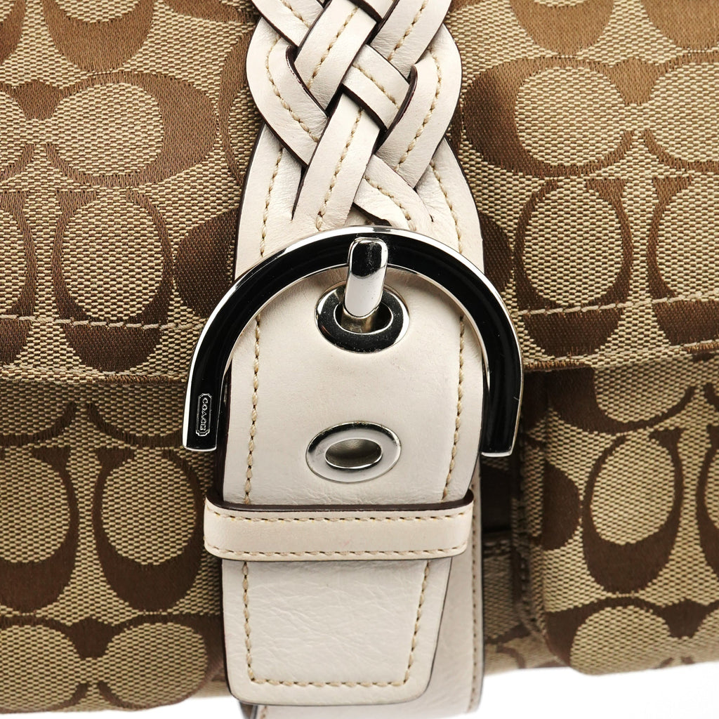 6314 Beige White Signature Soho Shoulder Bag