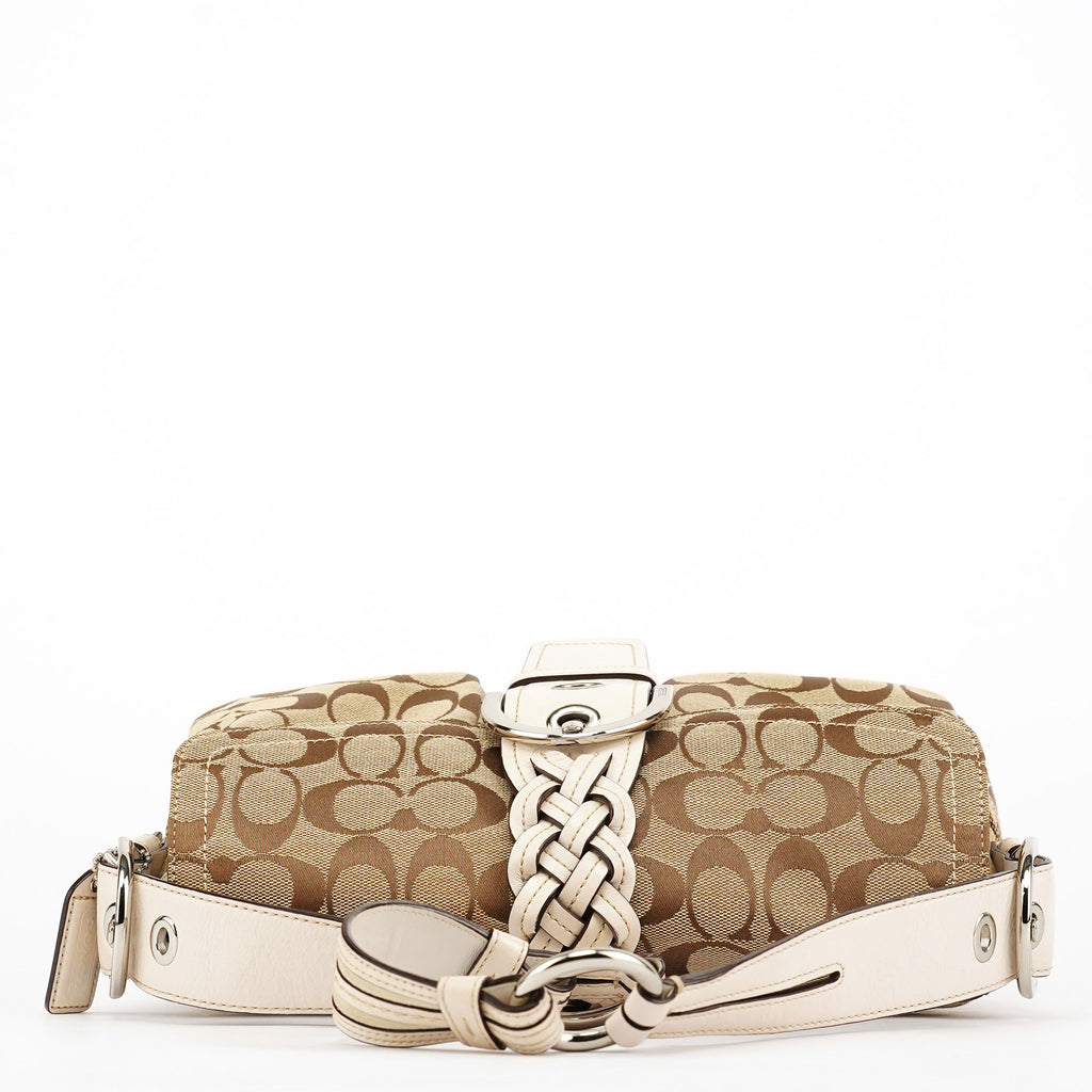 6314 Beige White Signature Soho Shoulder Bag