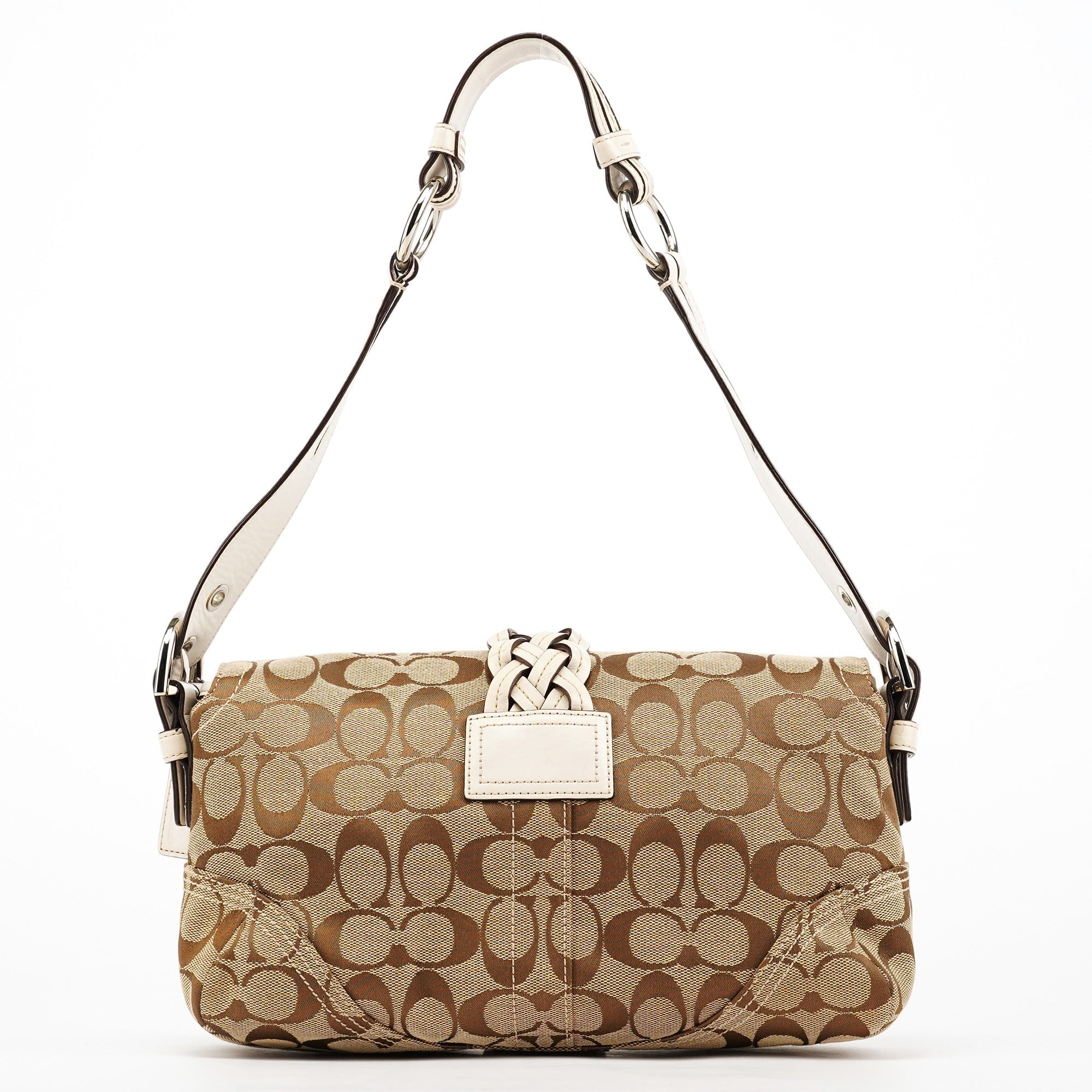 6314 Beige White Signature Soho Shoulder Bag
