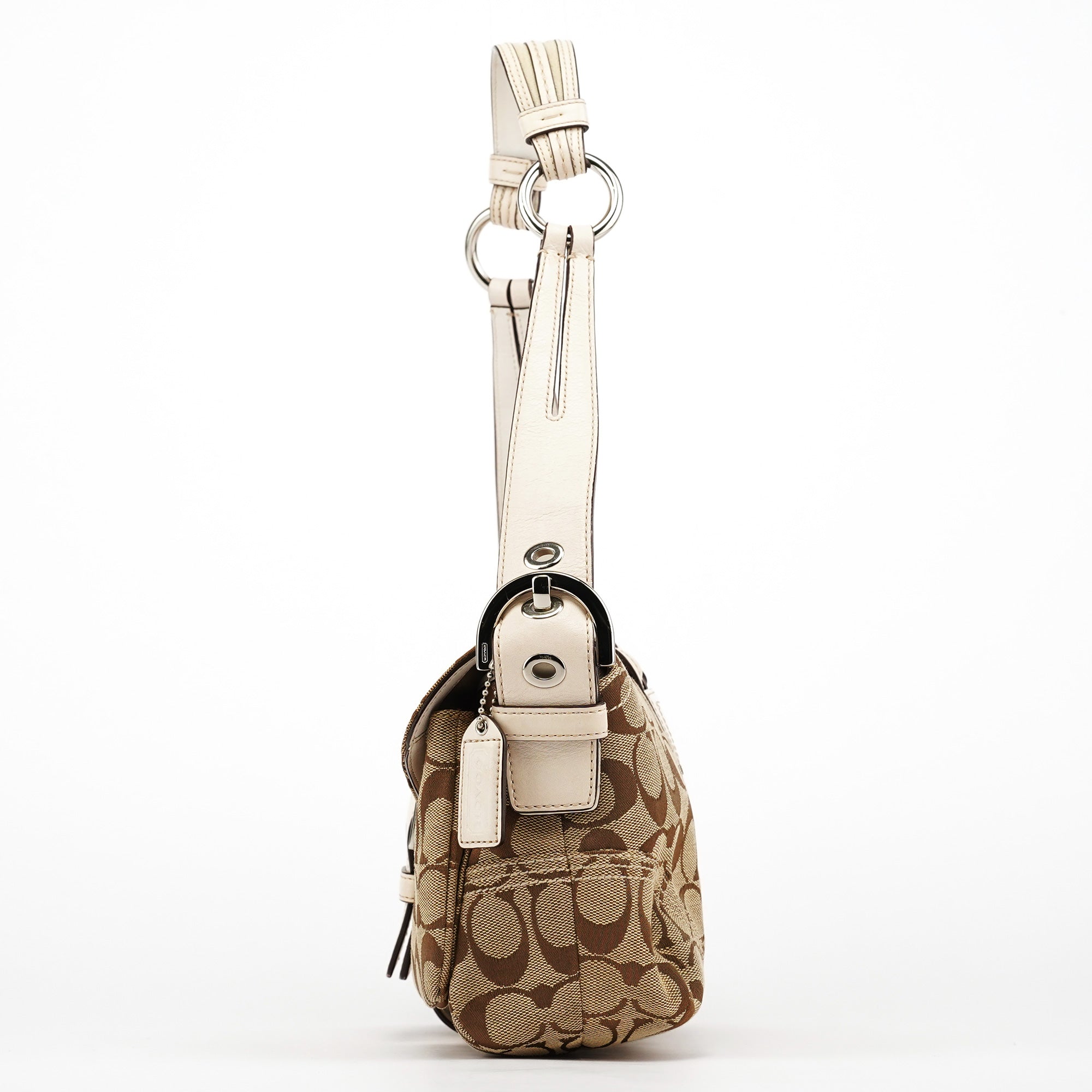 6314 Beige White Signature Soho Shoulder Bag
